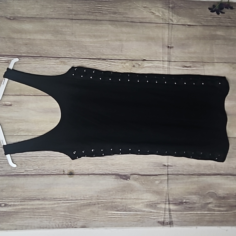 Topshop Black Dress Eyelet Tie Detail Sz US 8